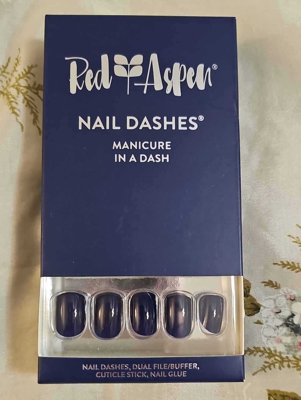 Red Aspen Navy Blue Nail Dashes